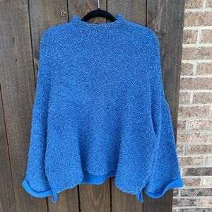 Free People Blue Oversized Cuddle Up Sweater XS